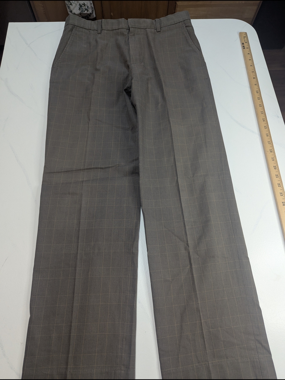 Banana Republic Modern Fit‎ Dress Pants Mens 33x32 Brown Glen Plaid Trousers EUC